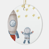 Gepersonaliseerde Baby Boy Astronaut Eerste Kerstm Keramisch Ornament (Links)