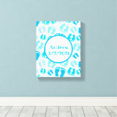 Gepersonaliseerde Baby Boy Baby Voeten Canvas Afdruk (Insitu (Houten vloer))