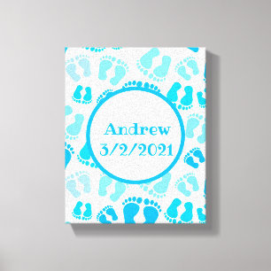 Gepersonaliseerde Baby Boy Baby Voeten Canvas Afdruk