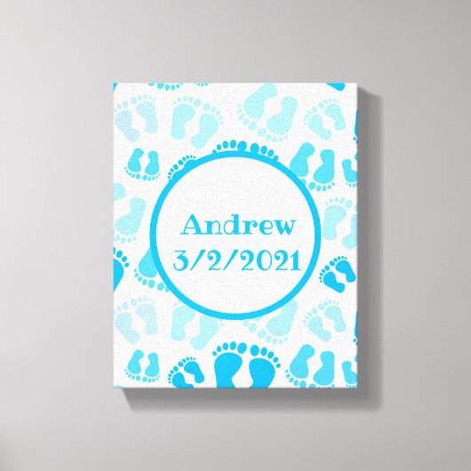 Gepersonaliseerde Baby Boy Baby Voeten Canvas Afdruk (Voorkant)