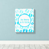 Gepersonaliseerde Baby Boy Baby Voeten Canvas Afdruk (Insitu (Houten vloer))