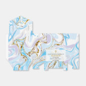 Gepersonaliseerde Baby Boy Blauw Abstract Marmeren Bedankdoosjes (Uitgevouwen)