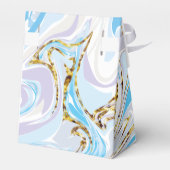 Gepersonaliseerde Baby Boy Blauw Abstract Marmeren Bedankdoosjes (Achterkant)