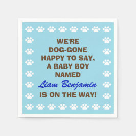 Gepersonaliseerde Baby Boy - Dog Theme Baby shower Servet
