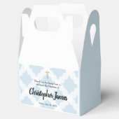 Gepersonaliseerde Baby Boy doop Blauw Goud Kruis F Bedankdoosjes (Geopend)