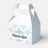 Gepersonaliseerde Baby Boy doop Blauw Goud Kruis F Bedankdoosjes (Voorkant Zijde)
