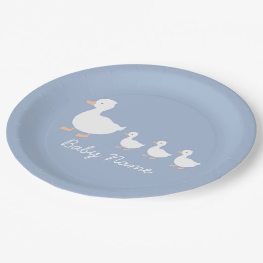 Gepersonaliseerde Baby Boy Duckling Papier Borden Papieren Bordje (Gekanteld)