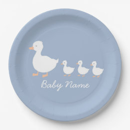Gepersonaliseerde Baby Boy Duckling Papier Borden Papieren Bordje