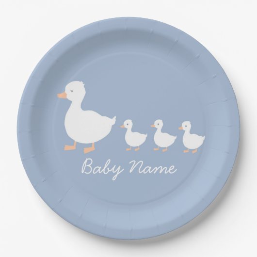 Gepersonaliseerde Baby Boy Duckling Papier Borden Papieren Bordje (Voorkant)