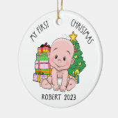 Gepersonaliseerde Baby Boy Eerste Kerstmis Ornamen Keramisch Ornament (Links)