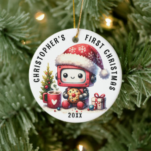 Gepersonaliseerde Baby Boy Eerste Schattigee Kerst Keramisch Ornament