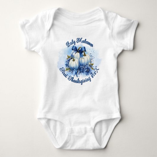 Gepersonaliseerde Baby Boy Eerste Thanksgiving Jaa Romper (Voorkant)