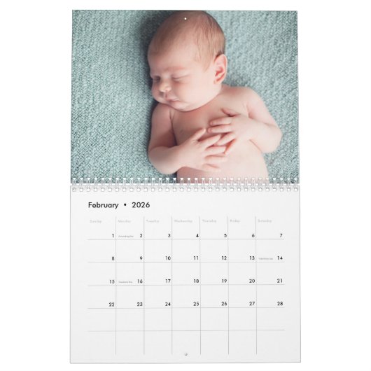 Gepersonaliseerde Baby Boy Foto Pasgeboren Afbeeld Kalender (Feb 2026)