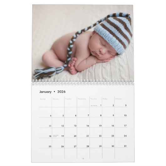 Gepersonaliseerde Baby Boy Foto Pasgeboren Afbeeld Kalender (Jan 2026)