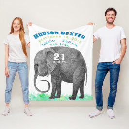 Gepersonaliseerde Baby Boy Geboorterecord Stats El Fleece Deken