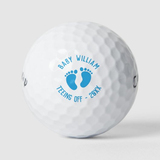 Gepersonaliseerde Baby Boy Gender Reveal Aankondig Golfballen (Voorkant)
