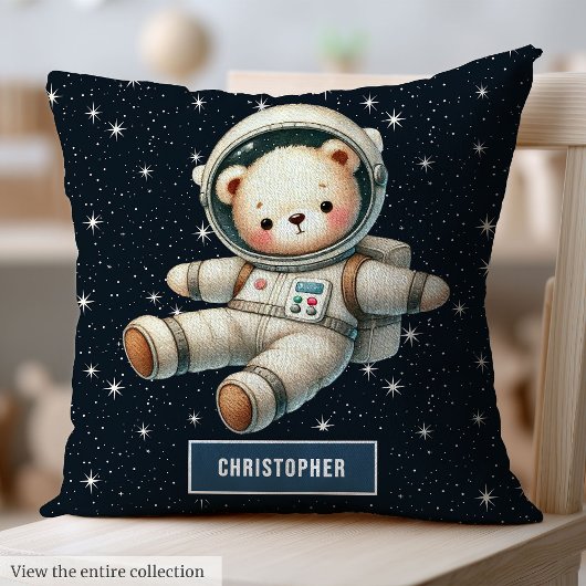 Gepersonaliseerde Baby Boy Kussen Teddy Bear Astro
