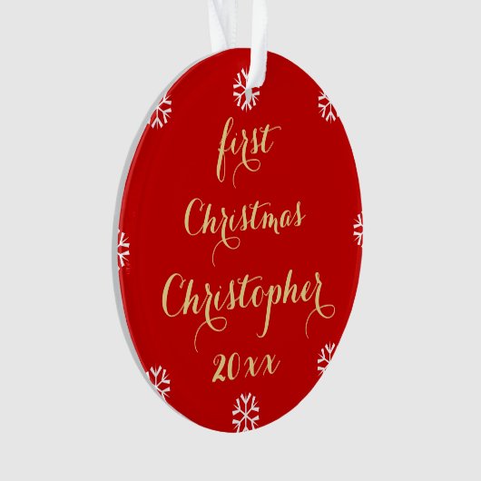 Gepersonaliseerde Baby Boy Meisje Voornaam Kerstmi Ornament (voorkant)