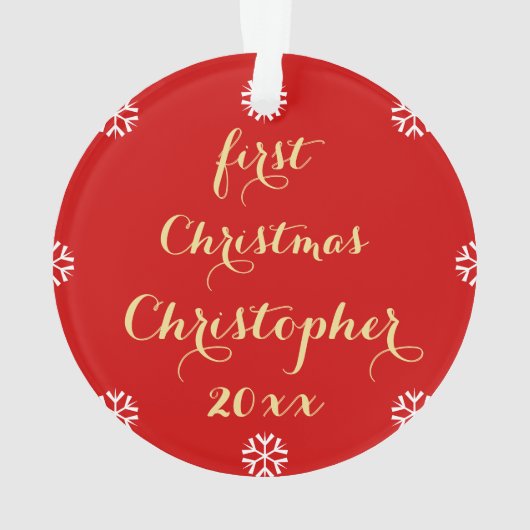 Gepersonaliseerde Baby Boy Meisje Voornaam Kerstmi Ornament (achterkant)