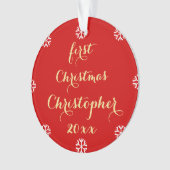 Gepersonaliseerde Baby Boy Meisje Voornaam Kerstmi Ornament (voorkant)