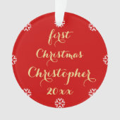Gepersonaliseerde Baby Boy Meisje Voornaam Kerstmi Ornament (voorkant)