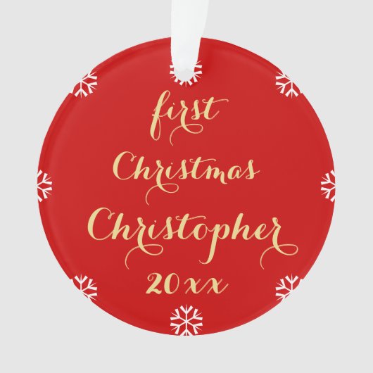 Gepersonaliseerde Baby Boy Meisje Voornaam Kerstmi Ornament (voorkant)
