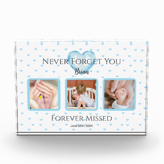 Gepersonaliseerde Baby Boy Memorial Fotoblok (Voorkant)