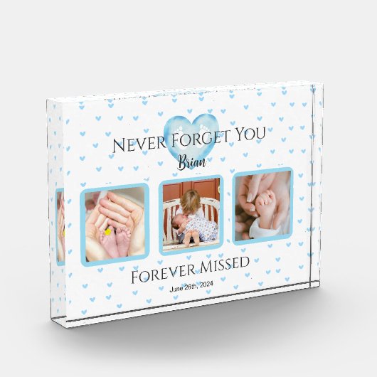 Gepersonaliseerde Baby Boy Memorial Fotoblok (Links)