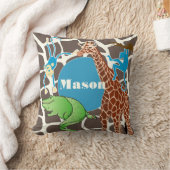 Gepersonaliseerde Baby Boy Oerwoud Giraffe Pattern Kussen (Deken)