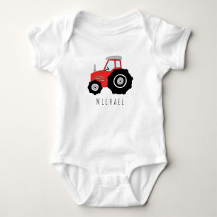 Gepersonaliseerde Baby Boy Red Boerderij Tractor m Romper