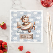 Gepersonaliseerde Baby Boy Teddy Bear Pilot Party Servet (Insitu)