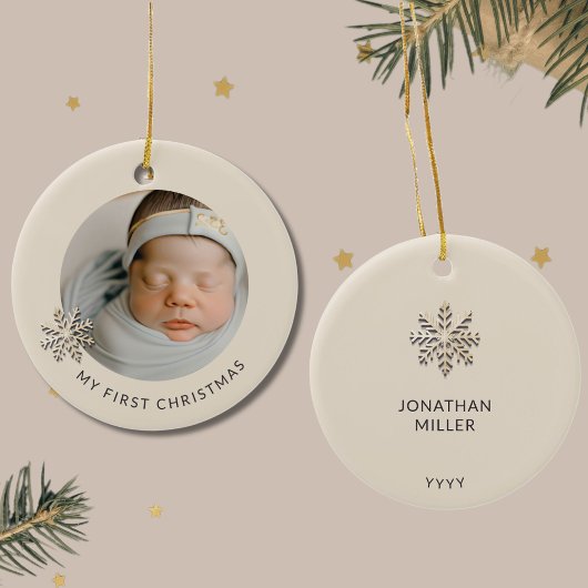 Gepersonaliseerde Baby Boy's Eerste Kerstmis Ornam Keramisch Ornament