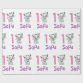 Gepersonaliseerde Baby Cat Plaid eerste verjaardag Cadeaupapier (Vlak)