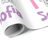 Gepersonaliseerde Baby Cat Plaid eerste verjaardag Cadeaupapier (Rol Hoek)