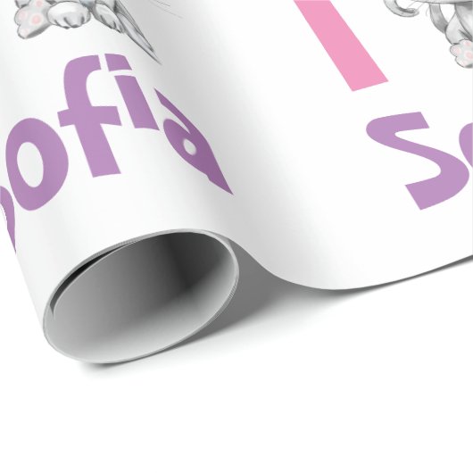 Gepersonaliseerde Baby Cat Plaid eerste verjaardag Cadeaupapier (Rol Hoek)