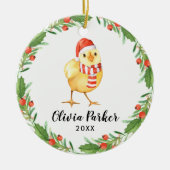 Gepersonaliseerde Baby Chick Schattigee kip Keramisch Ornament (Voorkant)