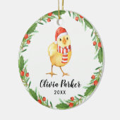 Gepersonaliseerde Baby Chick Schattigee kip Keramisch Ornament (Links)
