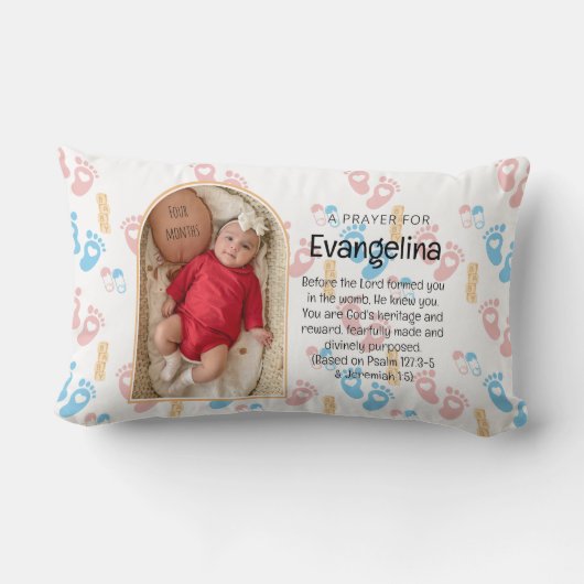 Gepersonaliseerde Baby Christelijke Gebedsaandenke Kussen (Achterkant)