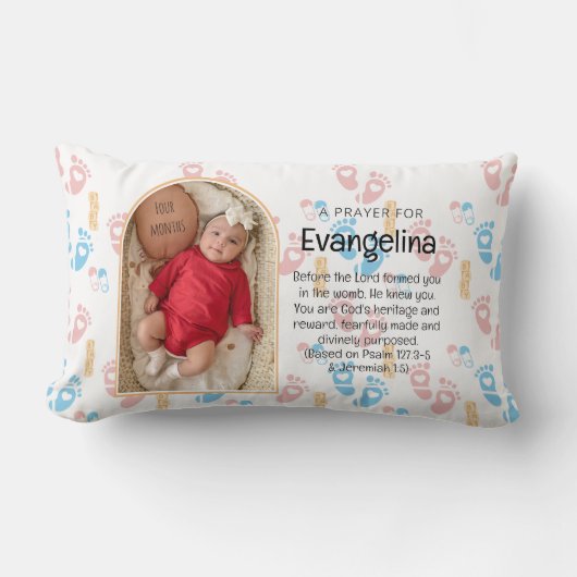 Gepersonaliseerde Baby Christelijke Gebedsaandenke Kussen (Voorkant)