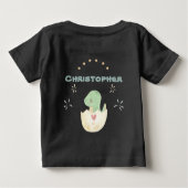 Gepersonaliseerde Baby Dinosaur Black Baby T-Shirt (Achterkant)