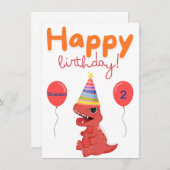 Gepersonaliseerde Baby Dinosaurus Verjaardag Kaart (Voorkant / Achterkant)