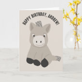 Gepersonaliseerde Baby Donkey Verjaardag Kaart (Gele Bloem)