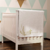 Gepersonaliseerde Baby Doop Gouden Kruis Bloemen Sherpa Deken