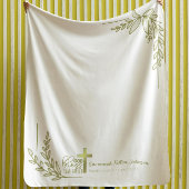 Gepersonaliseerde Baby Doop Gouden Kruis Bloemen Sherpa Deken