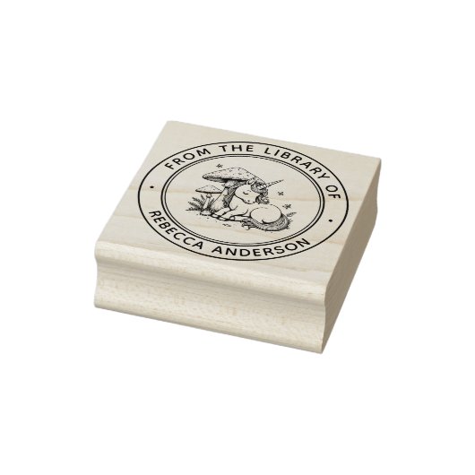 Gepersonaliseerde Baby Eenhoorn Toadstool Biblioth Rubberstempel (Stempel)