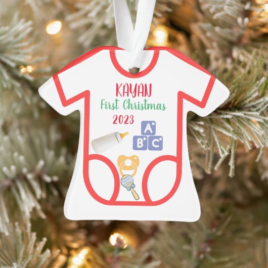 Gepersonaliseerde baby eerste kerst 2023 ornament (Boom)