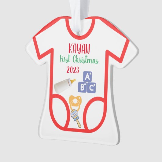 Gepersonaliseerde baby eerste kerst 2023 ornament (voorkant)