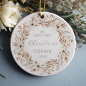 Gepersonaliseerde Baby Eerste Kerst Boho Wildflowe Keramisch Ornament