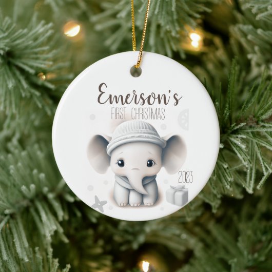 Gepersonaliseerde Baby eerste kerst Keramisch Ornament (Boom)