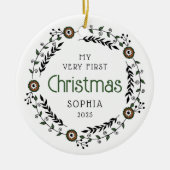 Gepersonaliseerde Baby Eerste Kerst Nordic Keramisch Ornament (Voorkant)